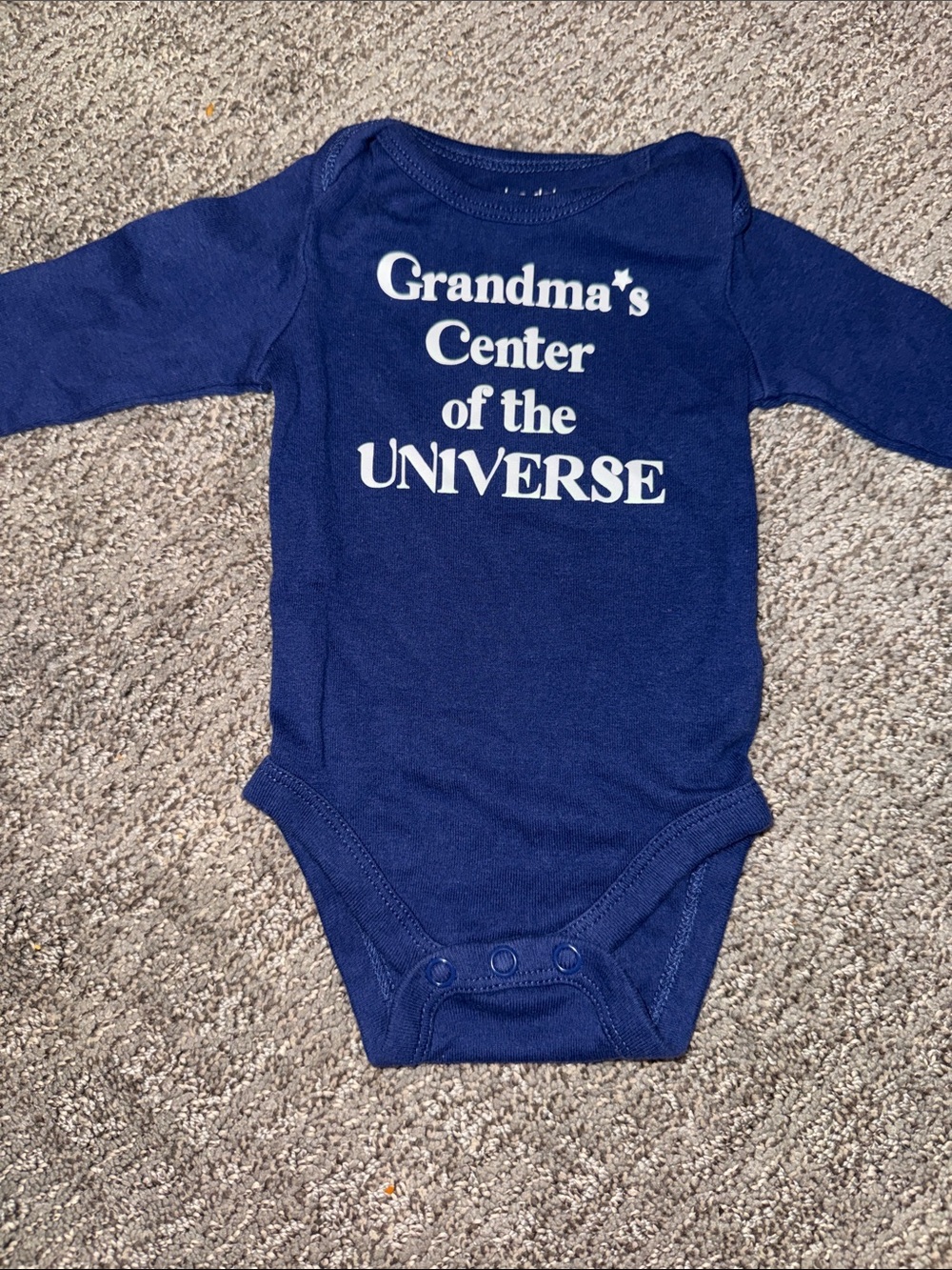 Baby 3 Month long sleeve Grandma's Center of the Universe Navy Baby One-Piece